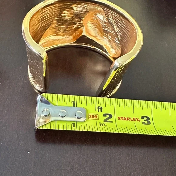 Catwalk John Gold-Tone Horse Head Cuff Bracelet – Heavy Statement Designer Piece - Picture 4 of 8